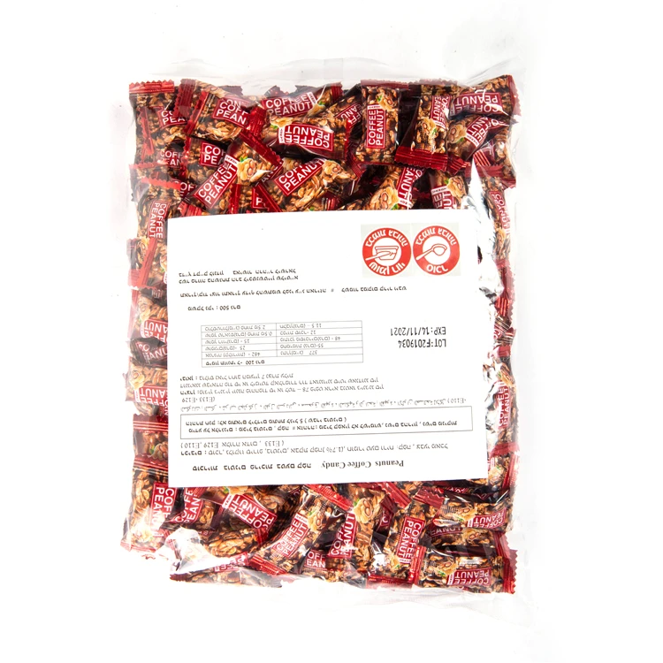 
Wholesale Promotional Prices Oval Shape Peanut Coffee Taste Crispy Candy With Bag Packaging 