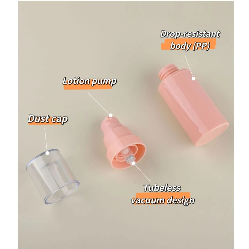 Pink AS Plastic Airless Lotion Spray bottle with Pump 15ml 30ml 50ml for Toiletry Lotion Cream Toner Cosmetic Dispenser