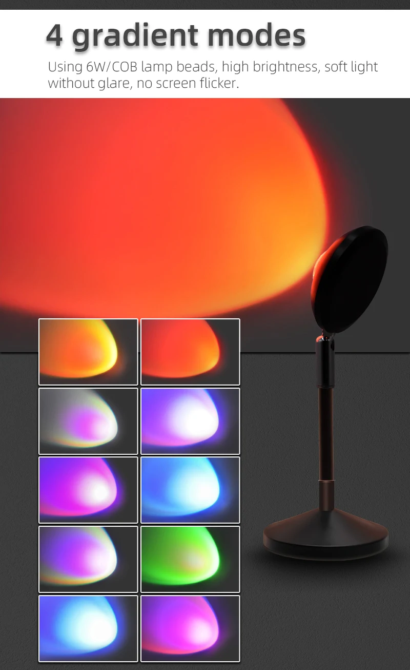  Настольная лампа RGB с проекцией заката Радужный ночник Usb напольный проектор для