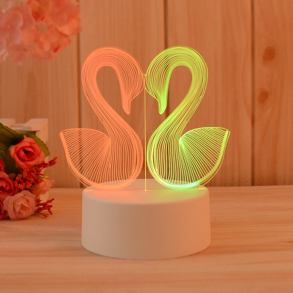 
Factory Supplier Bicolor 3D Illusion Lamp Kids Room Decorative Two Colors LED Night Light With Button Switch 