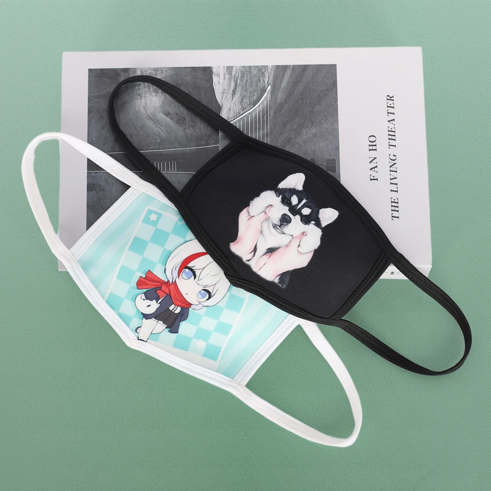 Fabric Custom Mask Mouth Print Washable Mascarilla Facial Masken Cotton Black Cloth Custom Face Mask With Logo