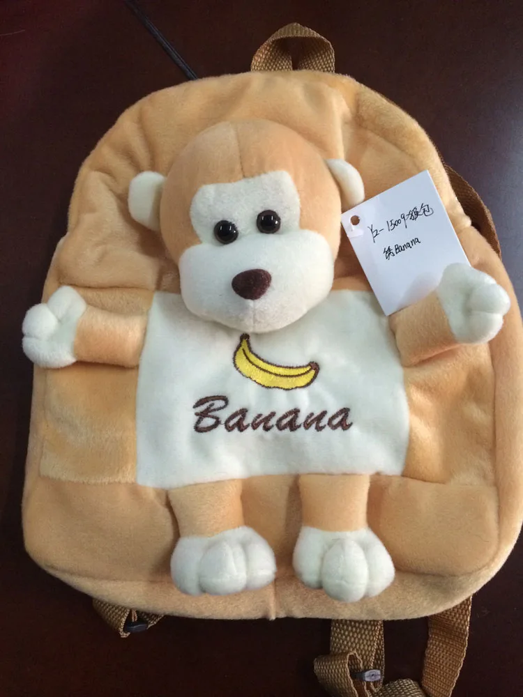 38*25cm Stuffed and promotional soft minnie mouse animal toy plush backpack with pompom for children