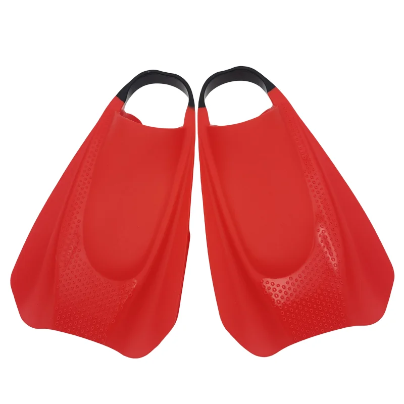 Red M Swim Training Fins Comfortable Silicone Lap Swimming Short Blade Floating Flippers with Mesh Bag for Adults Snorkeling