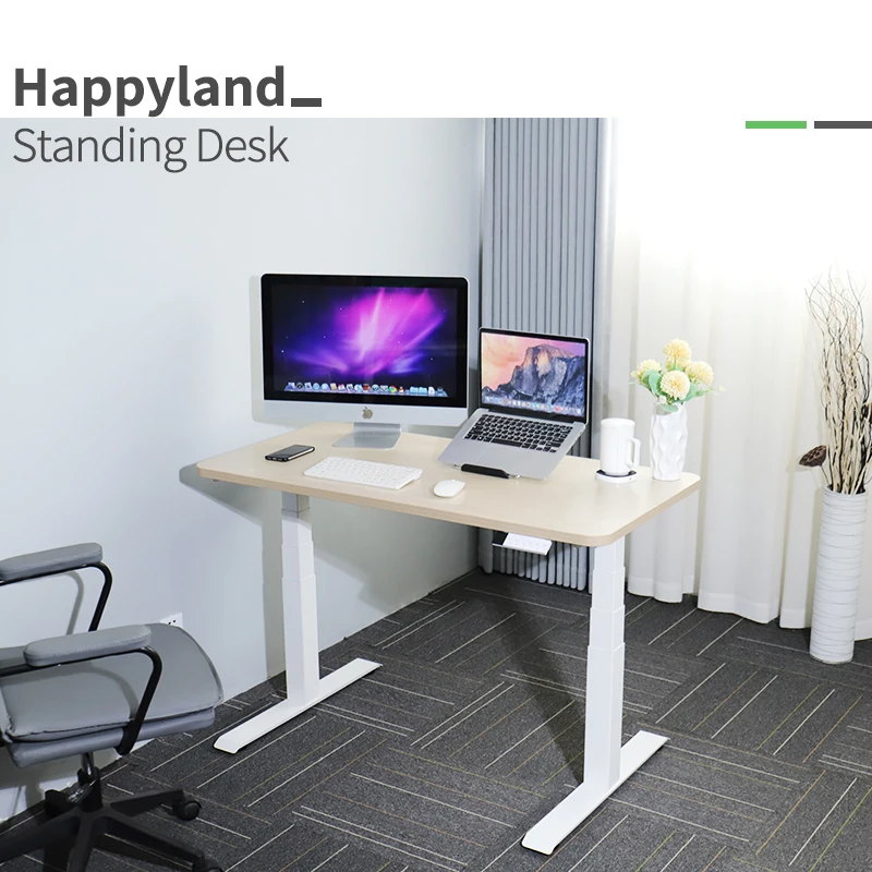 Ergonomic electric dual motor sit stand up height adjustable standing desk table frame riser for home office computer desk