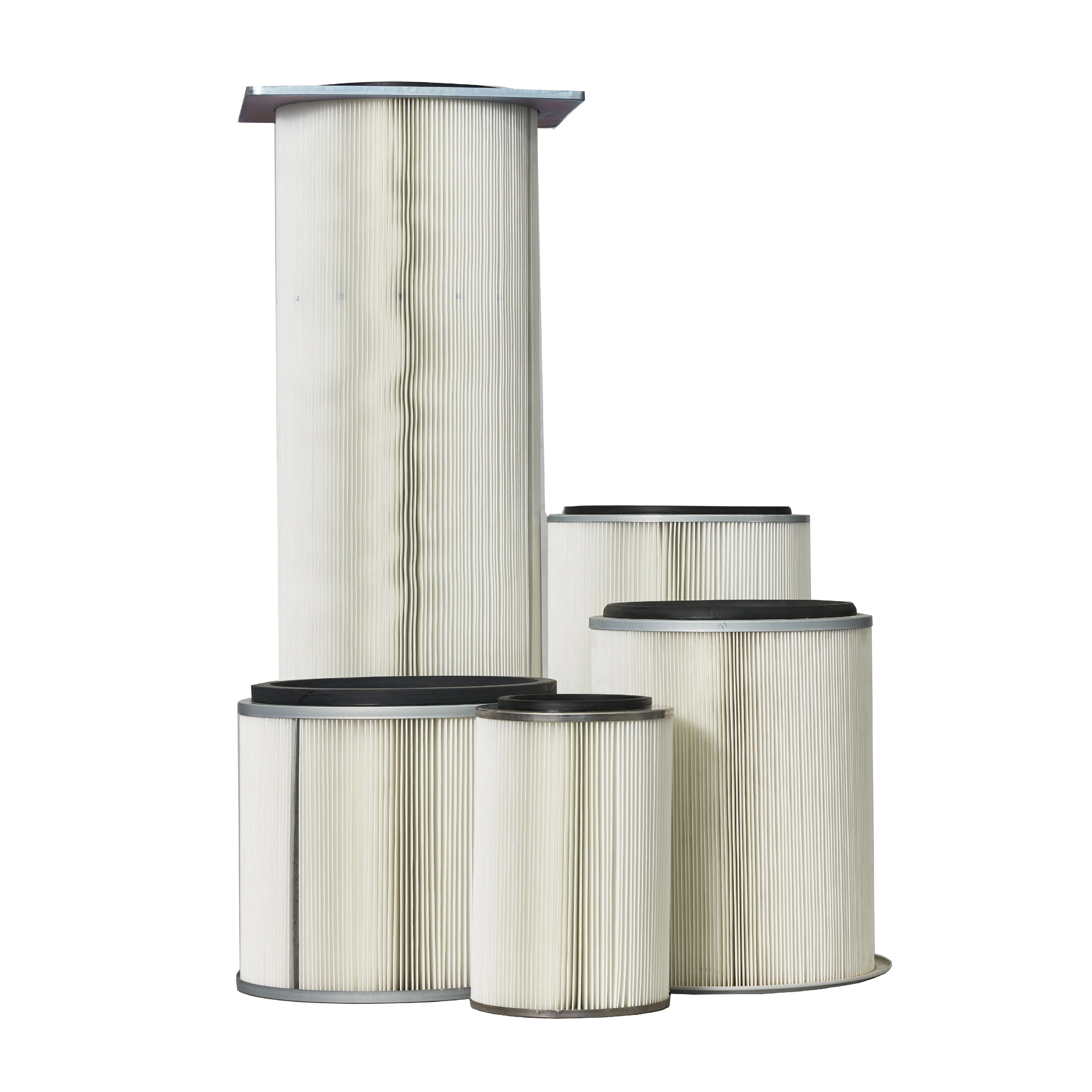 Industrial Pleated Polyester Filter Element Cartridge For Dust Collector Above MERV 15 Level
