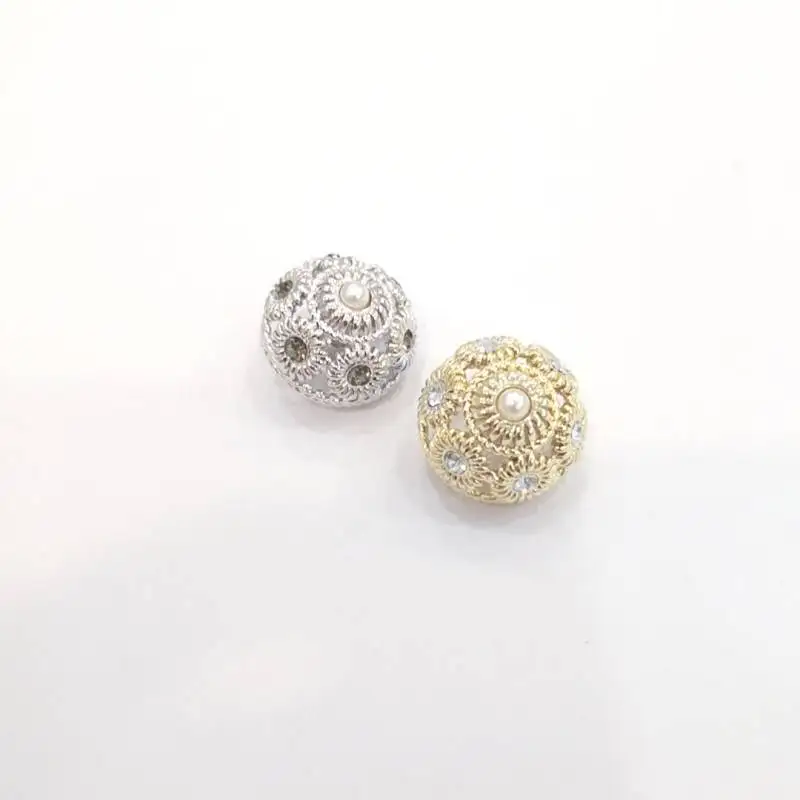 Faux Pearl Buttons Flat Back Flower Rhinestone Buttons for Jewelry Making DIY Craft Wedding Party Home Decoration Hair Accessor