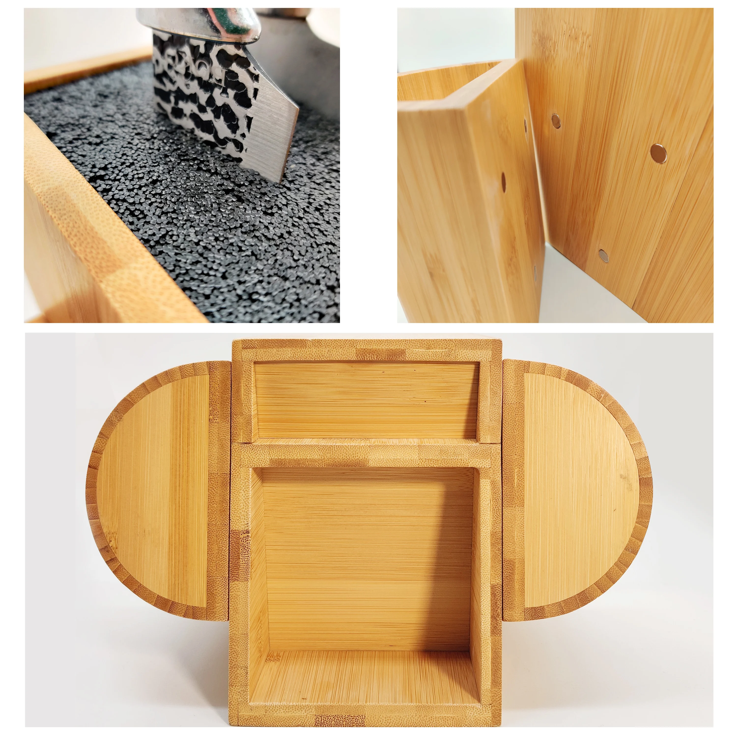 Kitchen Knife Organizer Wooden Magnetic Knife Set Block Stand with Metal Magnet Holder Bar-Shaped Wall Application