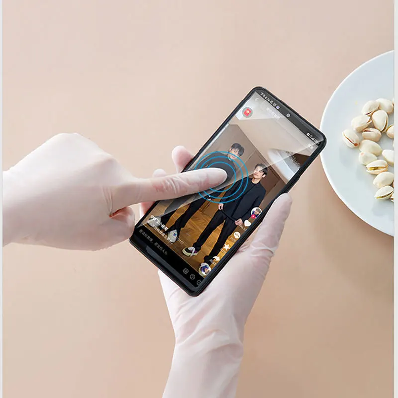 New disposable nitrile dishwashing gloves 9 inches extraction cherry blossom powder kitchen household cleaning gloves