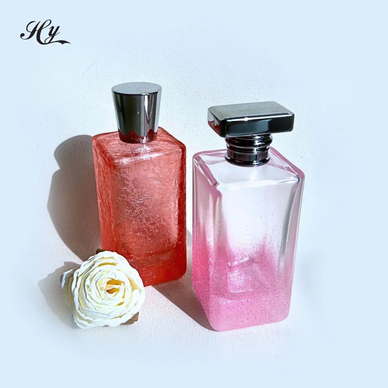 2024 Newest popular perfume bottle rectangular electroplate polish vintage glass bottle perfume unique perfume bottle