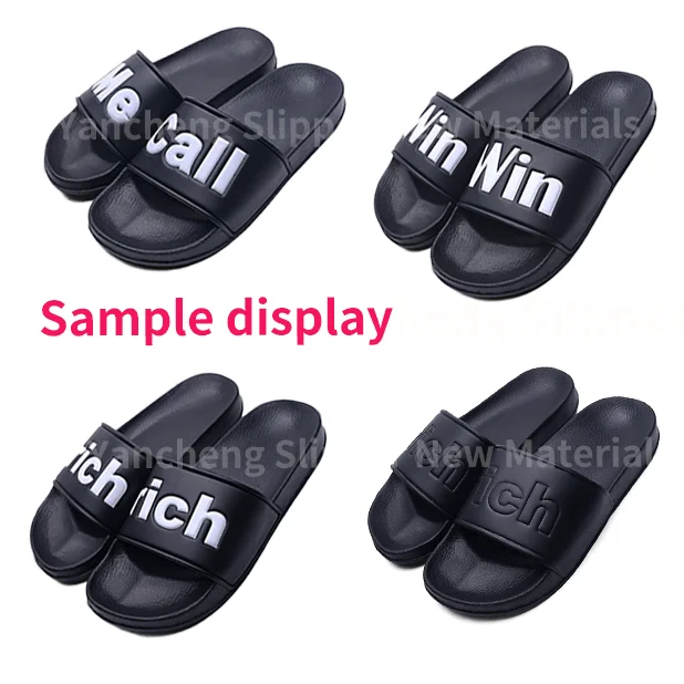 OEM custom Logo mens summer Brand Pain Blank Sandals Slides outdoor Beach 3d Embossed Rubber Pvc Slipper For Unisex