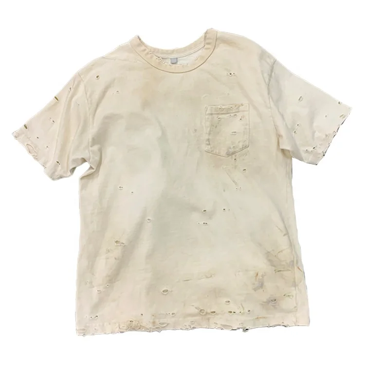 Finch garment new arrival ripped plain blank distressed t shirts in bulk short sleeve cropped used clothes for men t-shirt