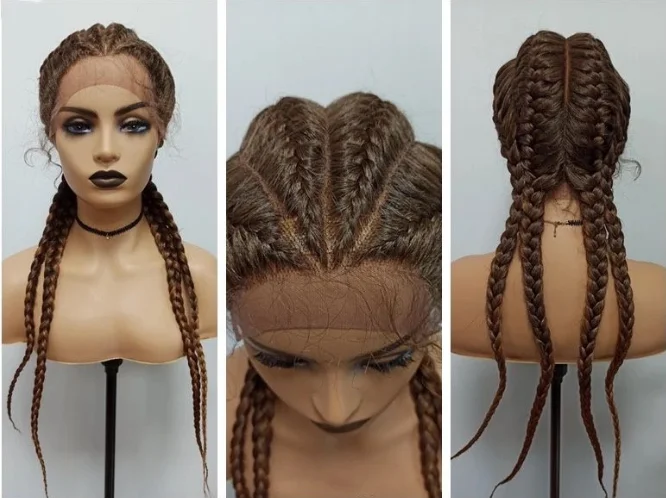 Hot Synthetic Wig Braided Lace Front Wigs with Baby Hair Perruque