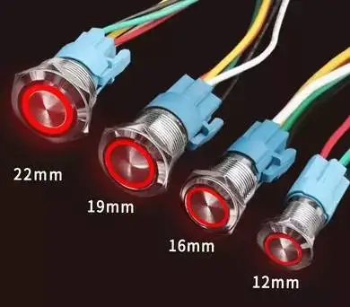 12/16/19/22mm Metal Push Button Switch Momentary Latching Fixed Electric On Off Power Start Stop LED Light 5V 12V 24V  220V Car