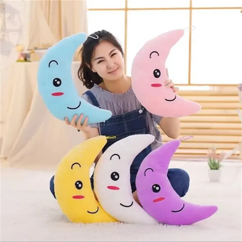 HOT wholesale Luminous Toy Moon Shaped Pillow Soft Stuffed Plush Glowing Colorful Moon Light Toys