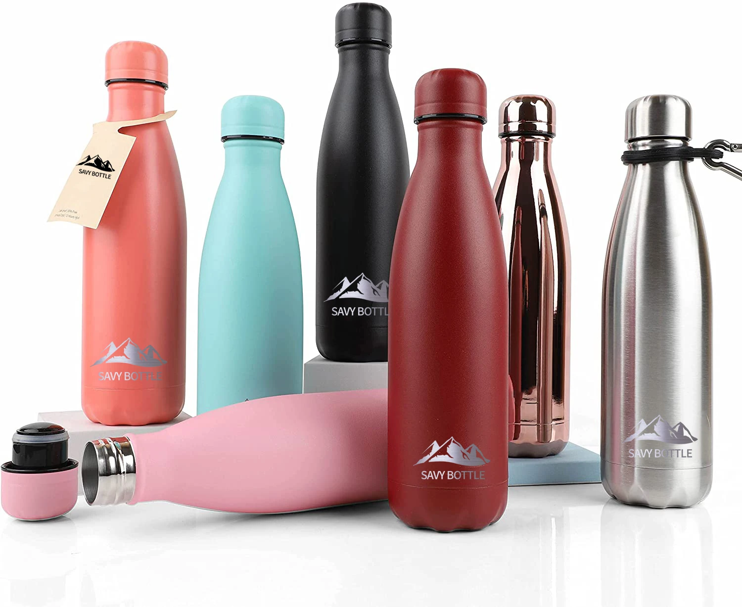 Многоцветная вакуумная Изолированная бутылка для воды с ручкой, двухслойная бутылка для воды в форме колы, радужные спортивные бутылки из нержавеющей стали 500 мл