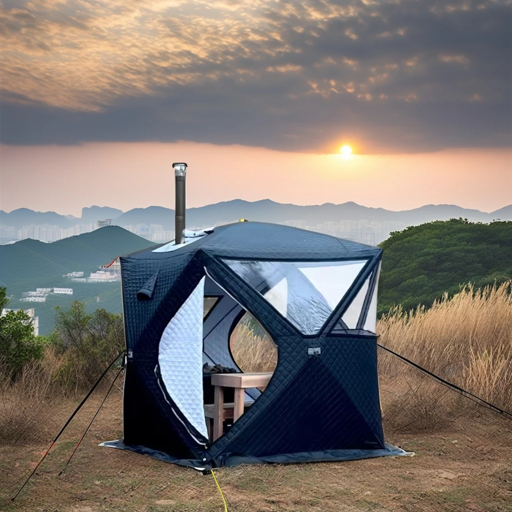 Automatic Opening Warm Camping Sauna Shelter Winter Portable Outdoor Steam Sauna Tent Waterproof Oxford Cotton Fabric Single