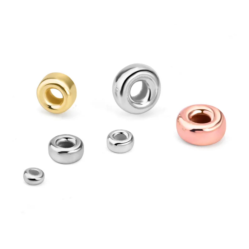 Sterling Real Silver 925 Beads Wholesale Gold Vermeil Spacer Rondell Ball Beads Supplies for Jewelry Bracelet Making