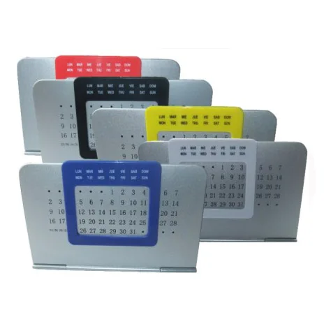 Custom Logo Plastic Silver Perpetual Desktop Calendar
