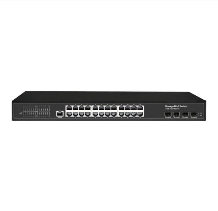24 x 10/100/1000Mbps Ethernet port plus 4 x 10G fiber SFP+ L2 L3 gigabit managed network switch
