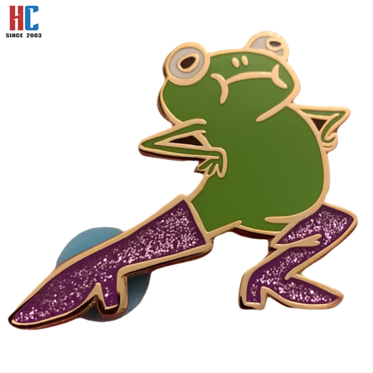 20 Years  Factory Custom Frog with Glitter Boots souvenir Metal enamel Lapel Pin