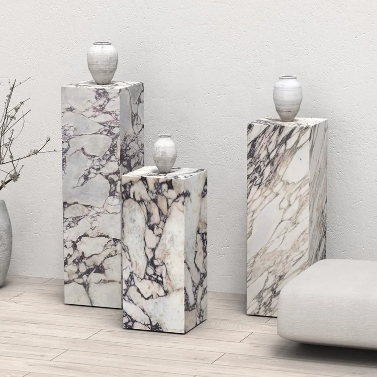 Calacata Альта мраморный камень Cuboid пол бесплатно Стенд Высокий Plinth