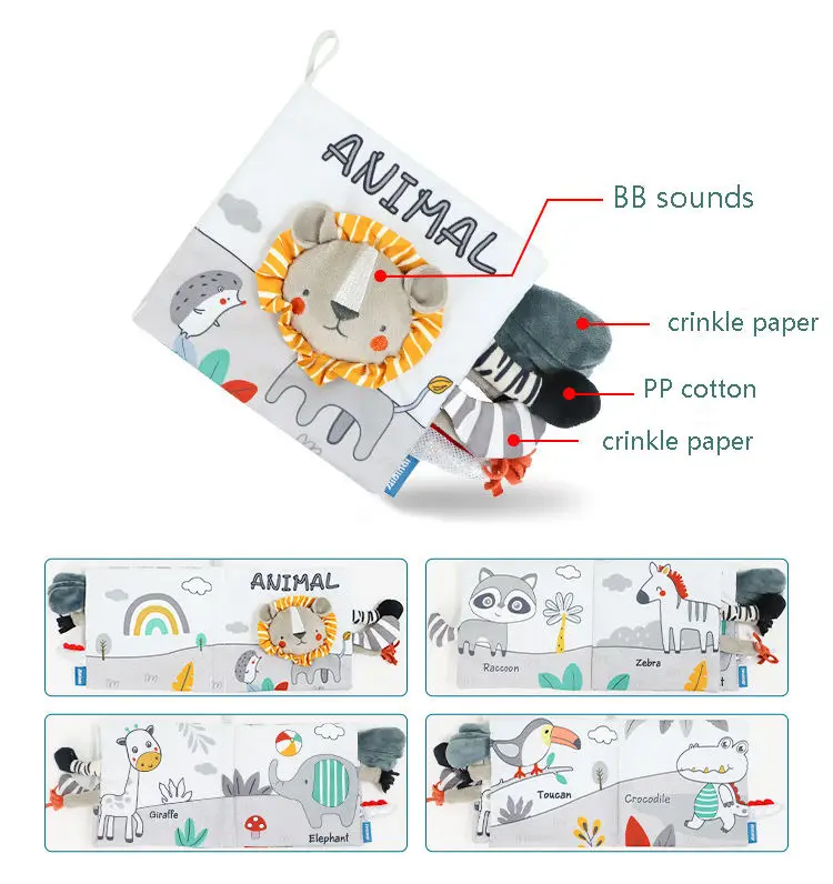 Best Selling baby touch and feel books Learning Dinosaur soft Quiet Book busy board montessori toys cloth book for toddlers