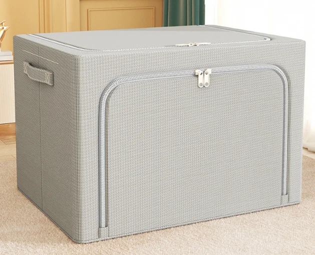 Solid color steel frame storage box foldable closet system organizer transparent storage clothes bins toy storage box