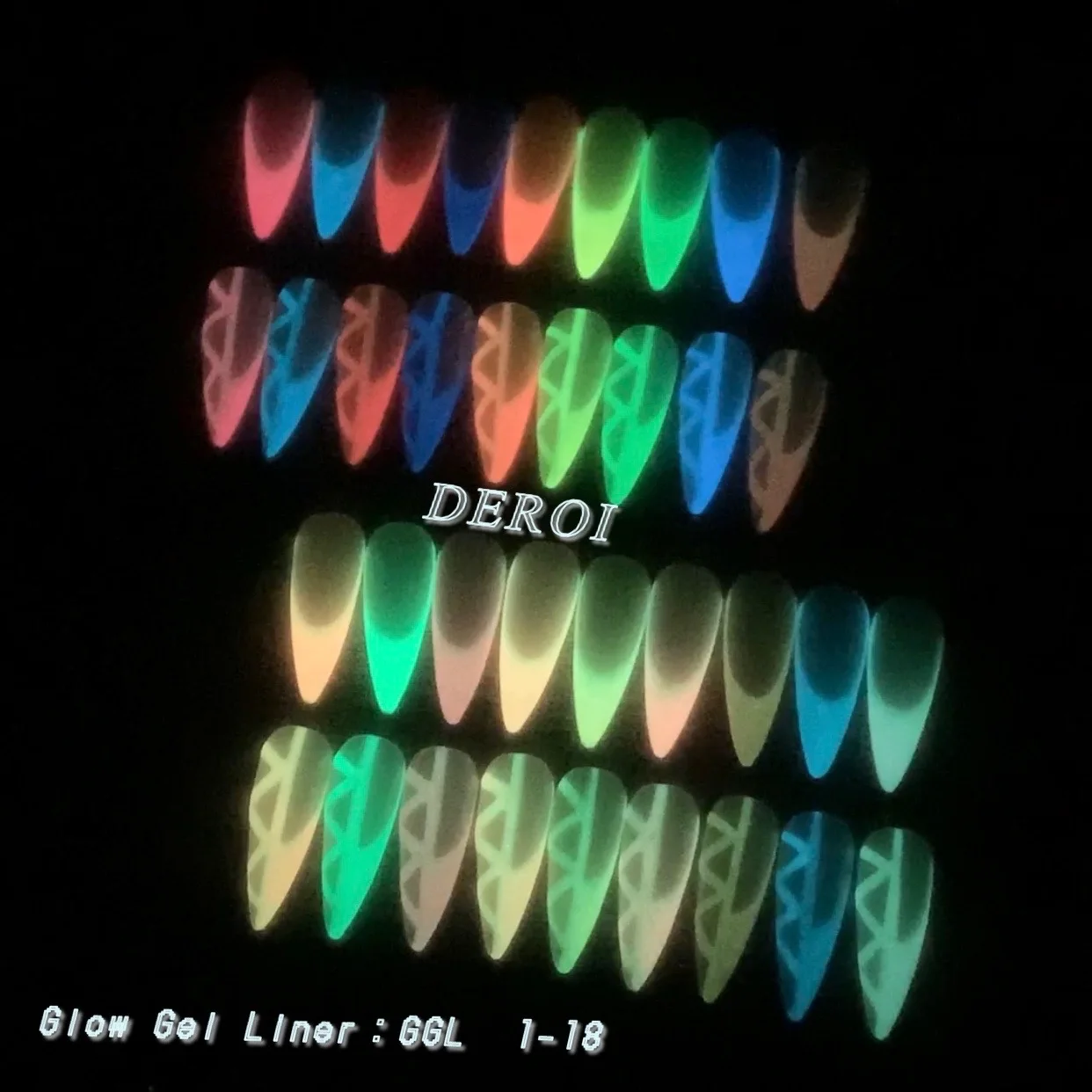 Deroi Luminous Hollowing Nail Art Product Soak Off UV Nail Painting Gel Polish Glow in dark Gel Liner