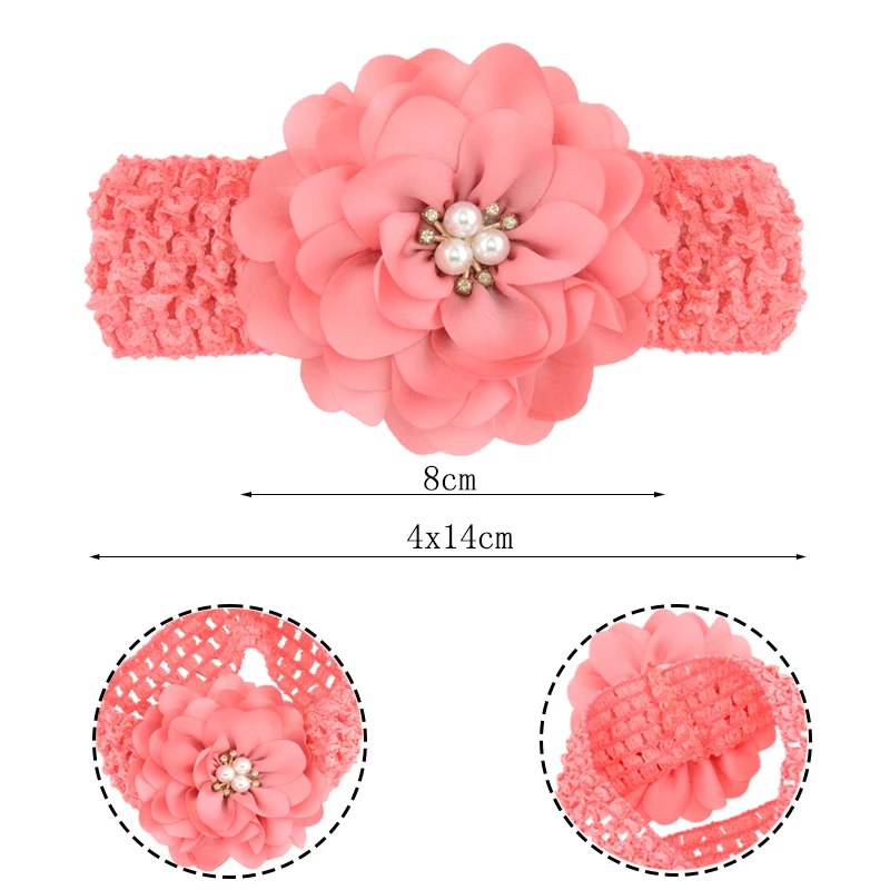 Knitted Hair Band Handmade Boutique Pearl Flower Knitted Hairband for Children Headwear Hair Accessories