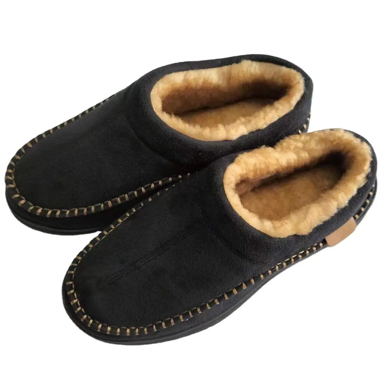 Cozy soft plush warm suede men slippers home bedroom winter soft sole non slip fur indoor slippers