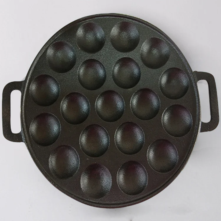 19 Holes Two Ears Cast Iron Non-stick Octopus Ball Takoyaki Pan Japanese Food Cookie Pan