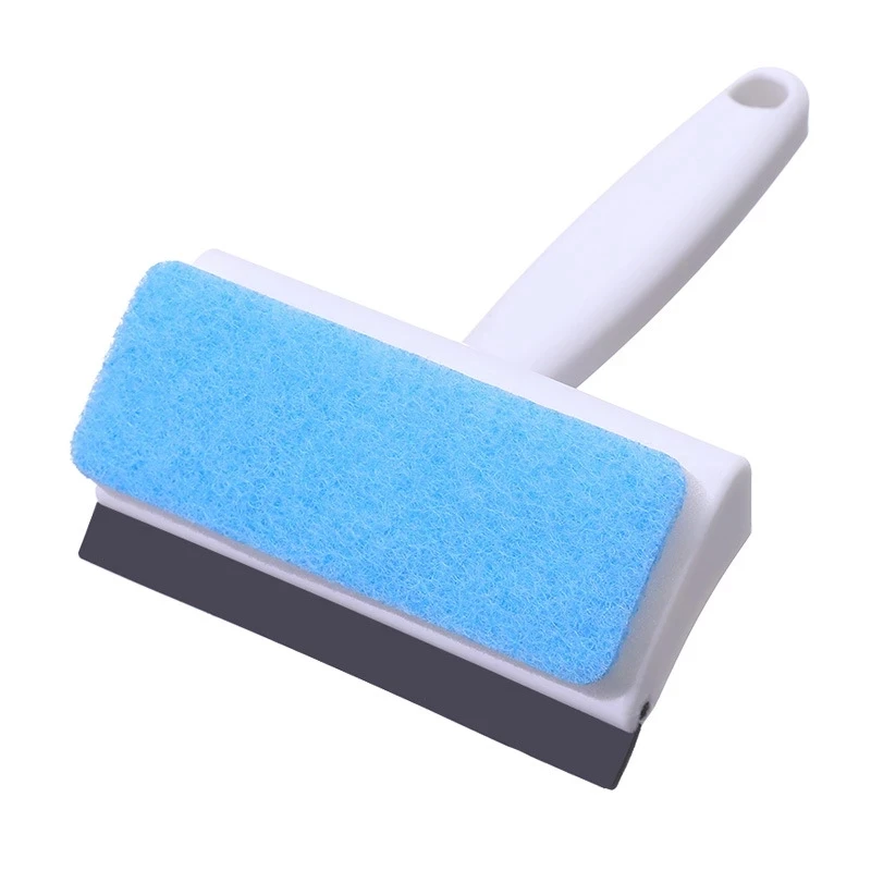 2 in 1 Bathroom Wall Shower Squeegee Mirror Scrubber Magic Glass Window Wiper Scraper Sponge Cleaning Brush