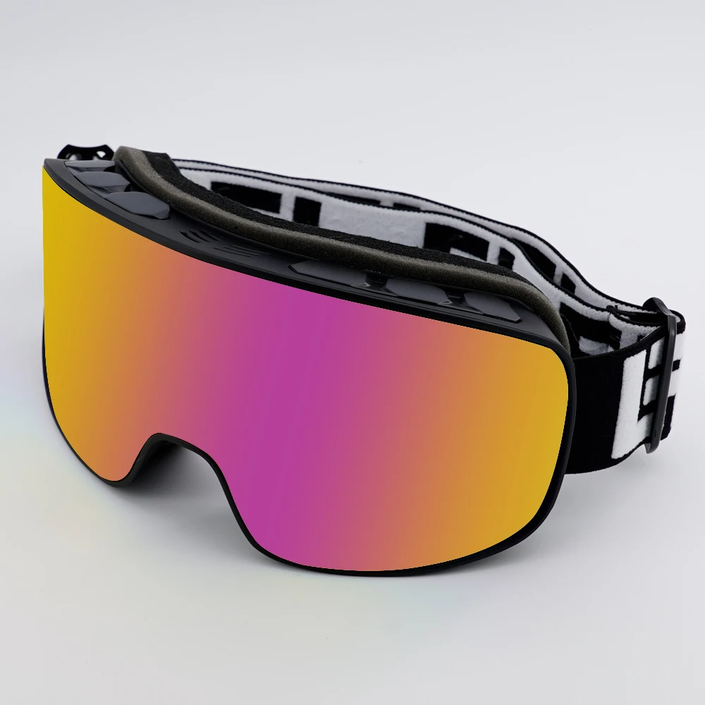 UV400 Spherical Ski Snowboard Goggles Dual Layer Anti Fog Lenses TPU Frame Adjustable Non Slip Strap for Winter Sports