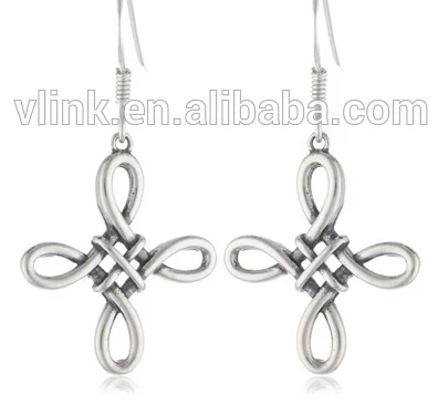 Vintage Sterling Silver Celtic Knot Cross Drop Earrings ear rings for girlfriend fashion earring fancy ear rings