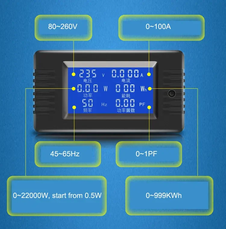 PZEM-018/020/022 Новая цена по прейскуранту завода-изготовителя AC цифровой дисплей Многофункциональный монитор контроля потребляемой