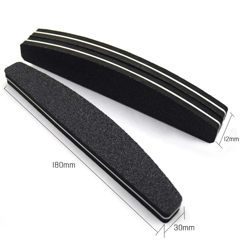 Washable Customize logo 100/180 black sanding nail files thickening emery board polisher nail file