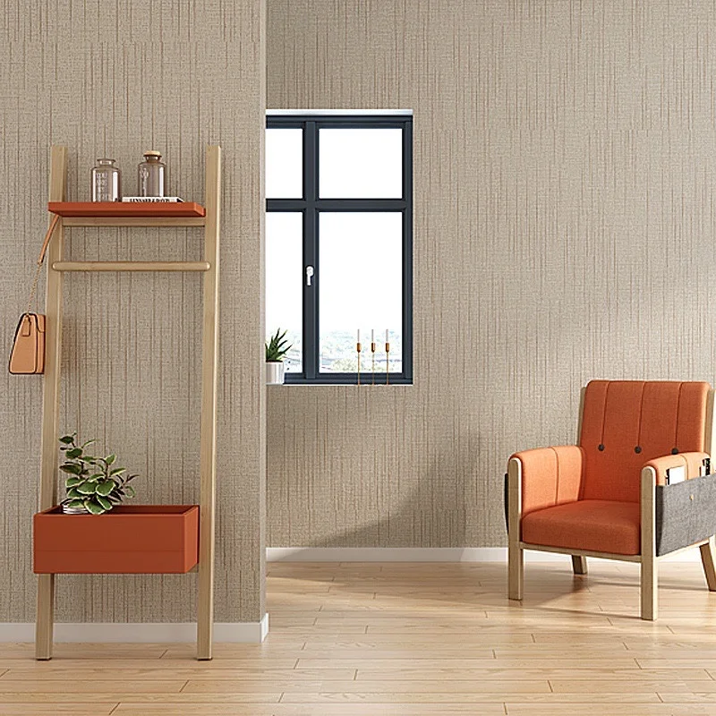 Factory Price Modern Minimalist Flax Stripes Solid Color Nordic Style Paper Wallpaper for Bathroom Living Room Hotel