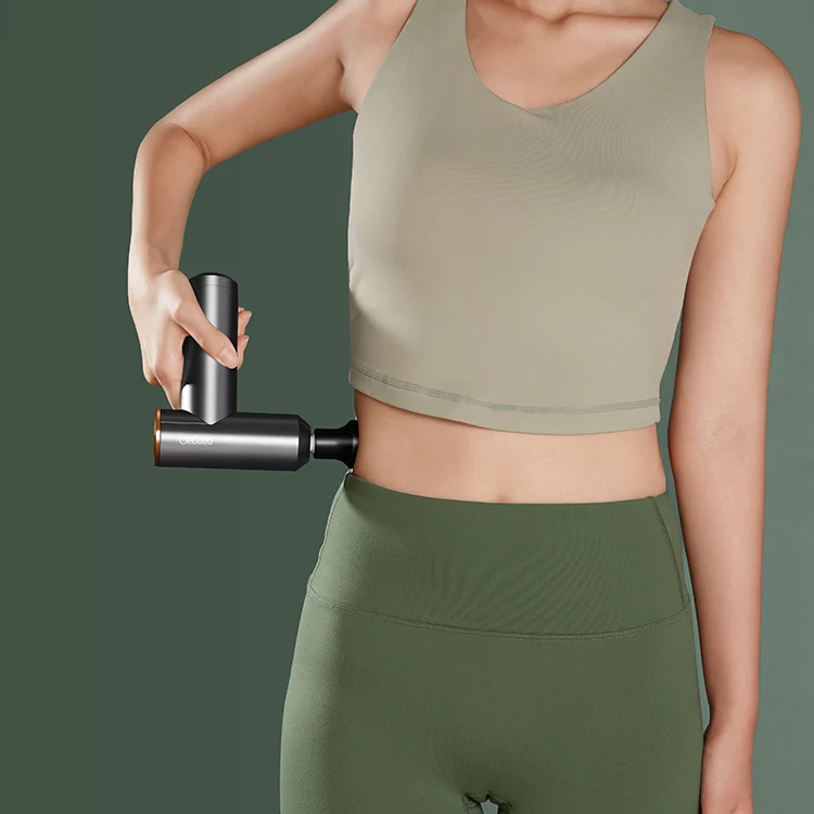 Portable handheld percussion deep tissue electric fitness booster body muscle fascia mini massage gun for pain