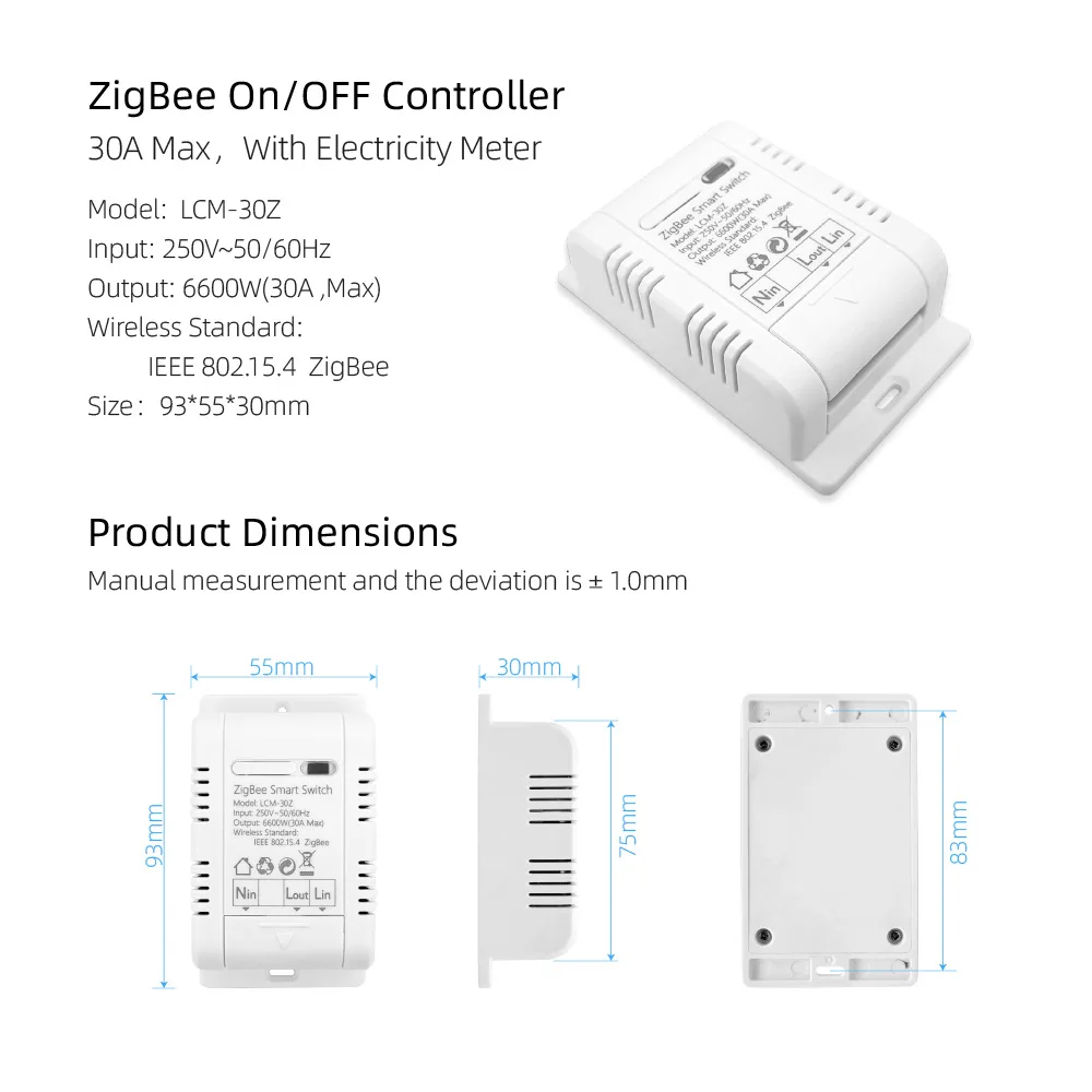 Higher Accuracy Power Consumption Measure Monitor Current Energy 20A/30A Zigbee Smart Switch Module