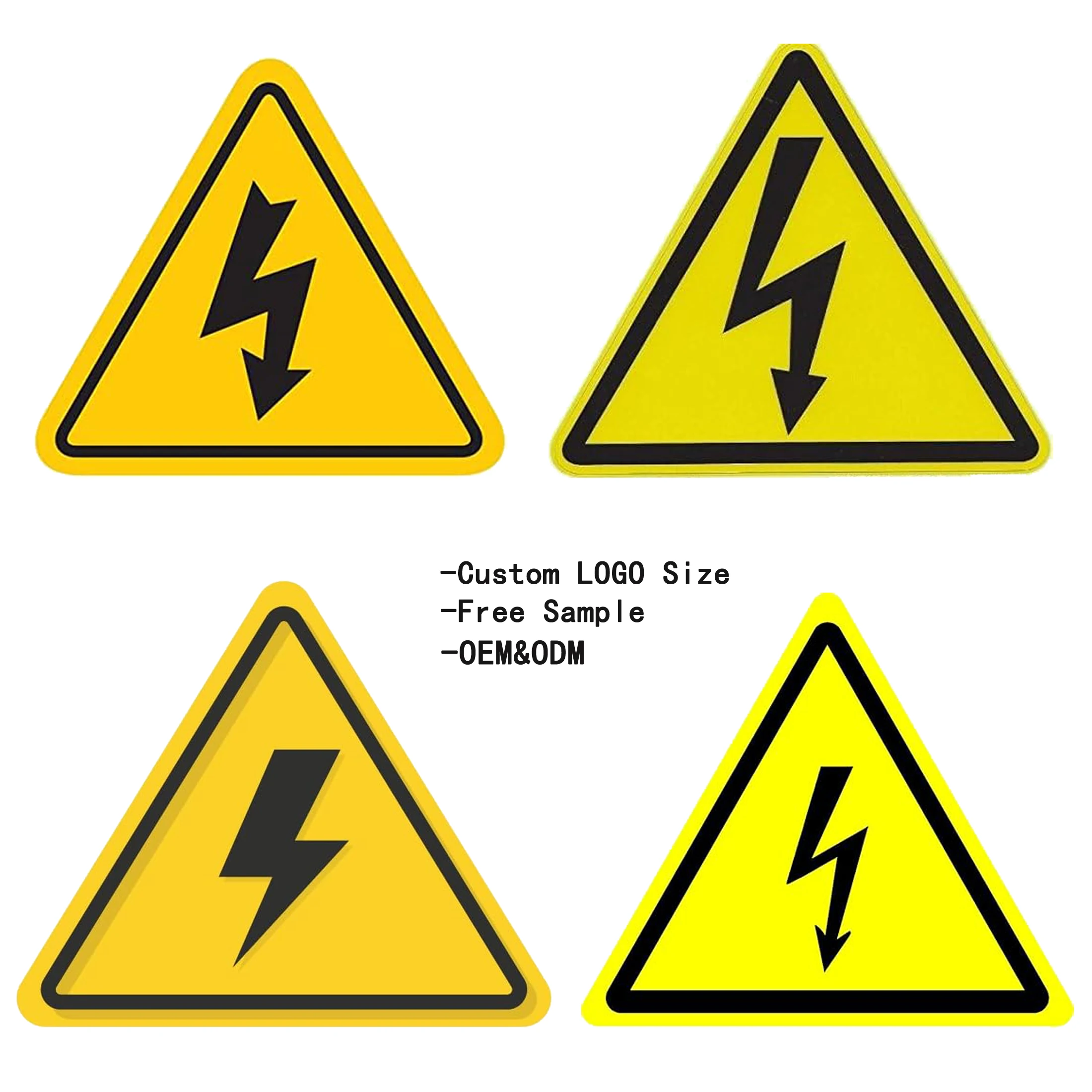 Wholesale High Quality Custom Reflective Danger Warning Label Triangle Sticker for Outdoor Electric Danger Sign
