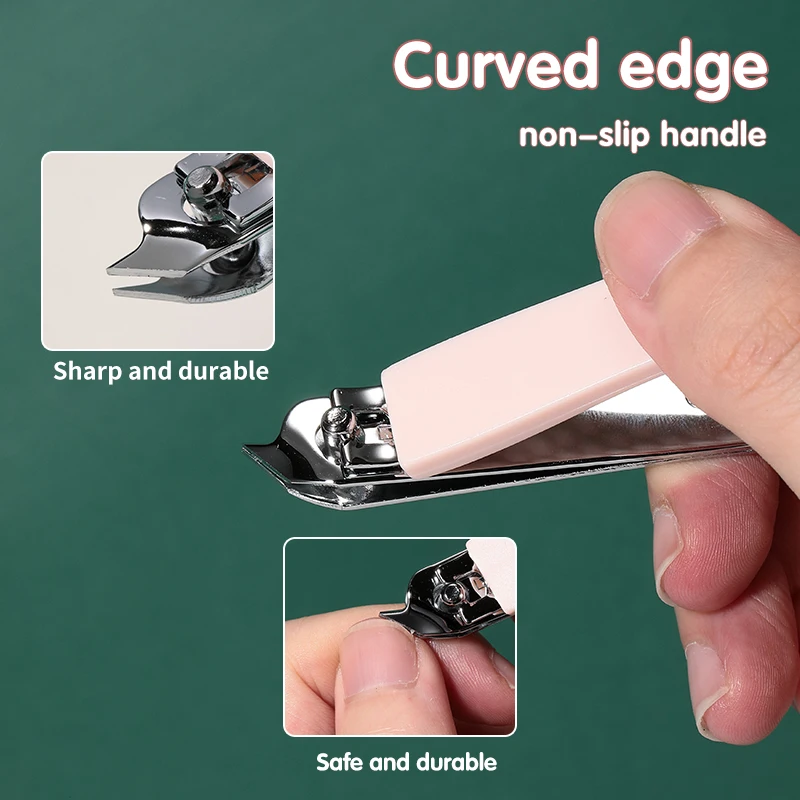 LMLTOP 2pcs Round Slant Edge Nail Cutter Carbon Steel Small Big Portable Finger Clipper With File for Home Salon SY540-41