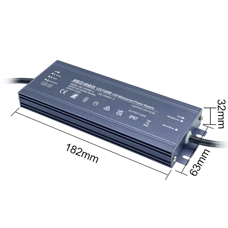 Waterproof IP67 12V 24V 36V 48V DC Slim LED Driver 100w Transformer Outdoor Ultra Thin LED Power Supply