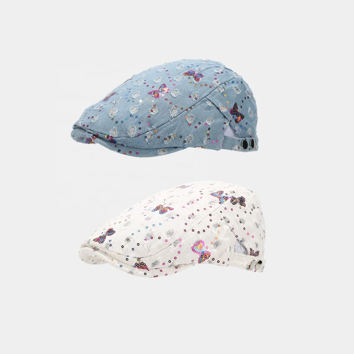 WD-A994  Vintage Butterfly Casquette Men Women Cotton Beret British Windshield Hat Street Newspaper Cap Artist Hats