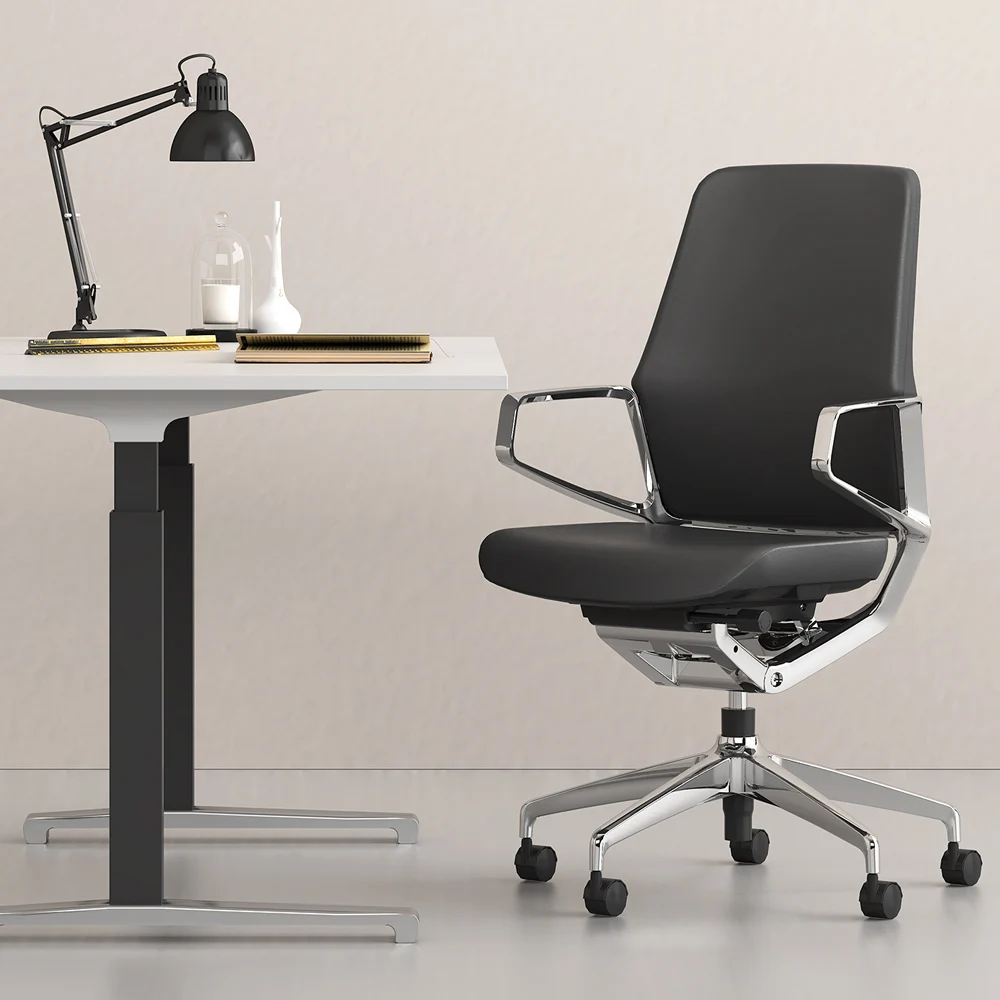 Mid Back Home Furniture Best Ergonomic Swivel Office Chairs Back and Seat Linking Component Is Aluminum Microfiber PU