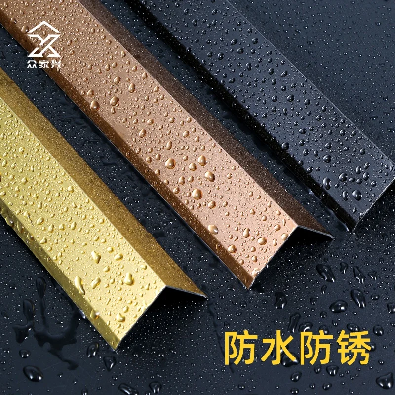 Polished Gold Color 304 stainless steel stair parts edge trim Decoration Wall Corner Angle Tile Trim Shape L