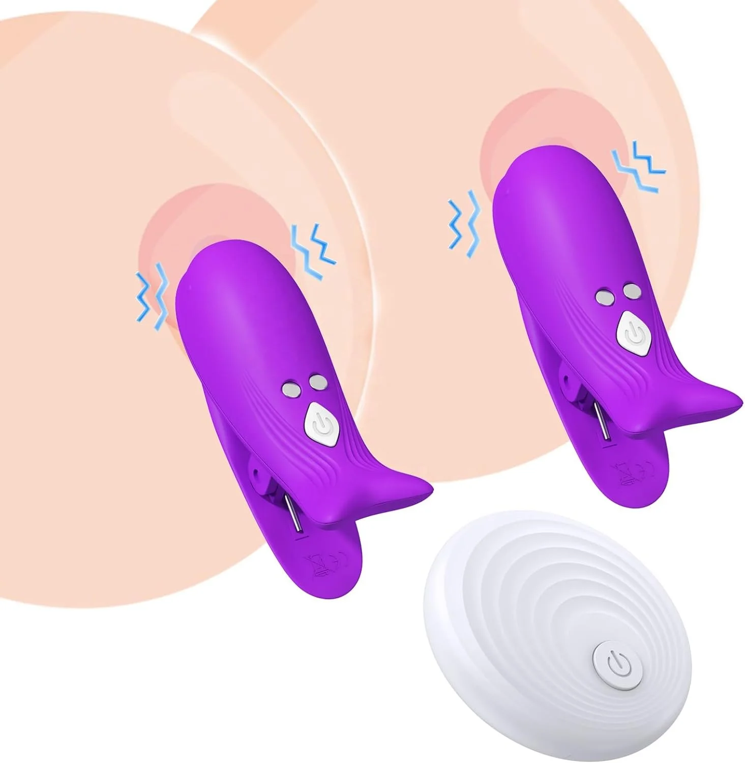 ZWFUN 10-Mode Nipple Clamp Vibrators Breast Clips Electric Nipple Stimulator with Remote Control Adult Toys for Women
