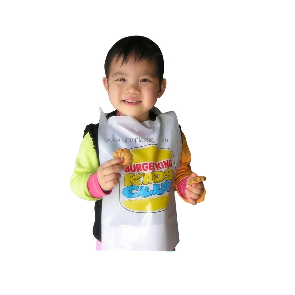 One time use disposable restaurant plastic adult bibs