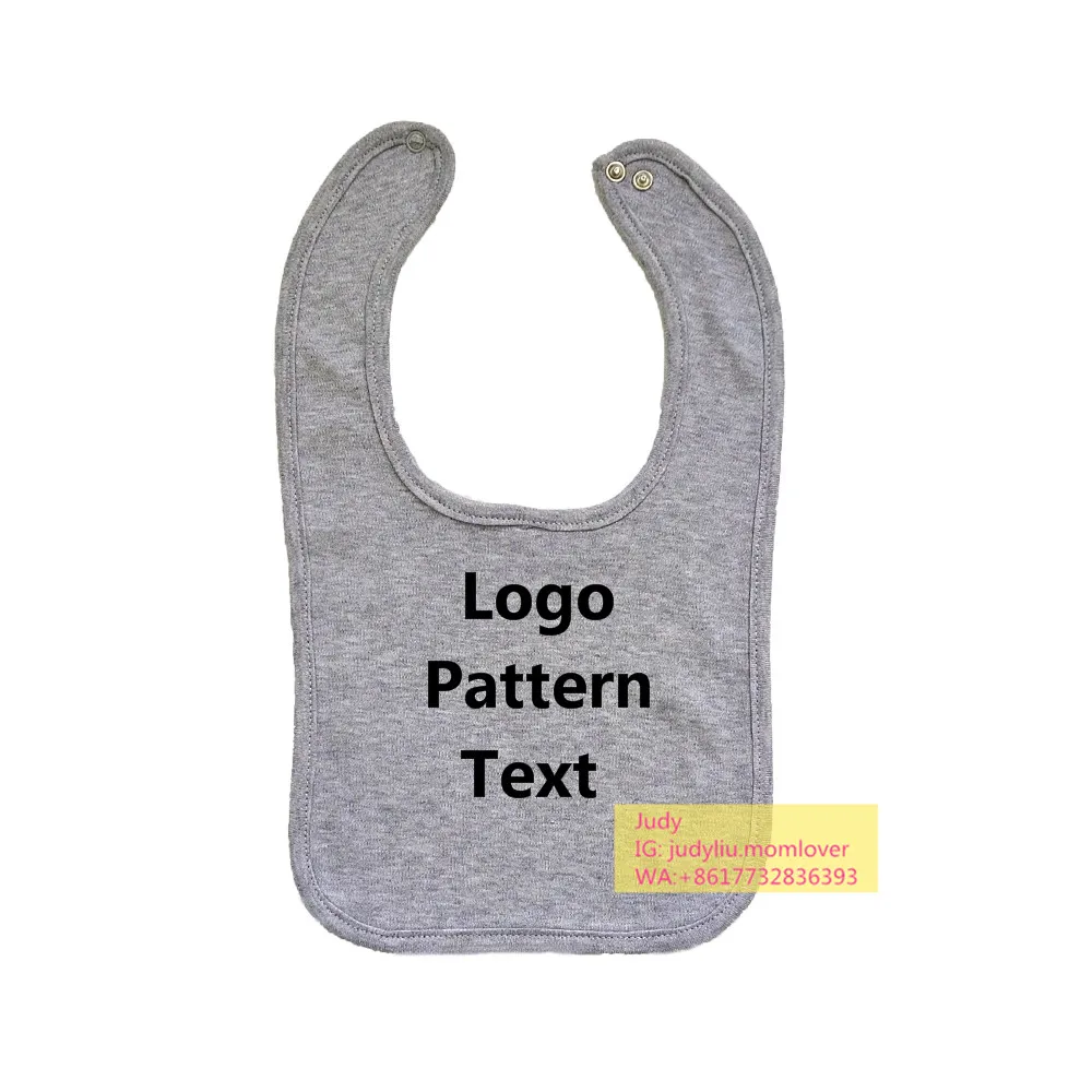 Custom logo washable 100% organic baby rounded bib u shaped bibs cotton  baby bandana drool bibs