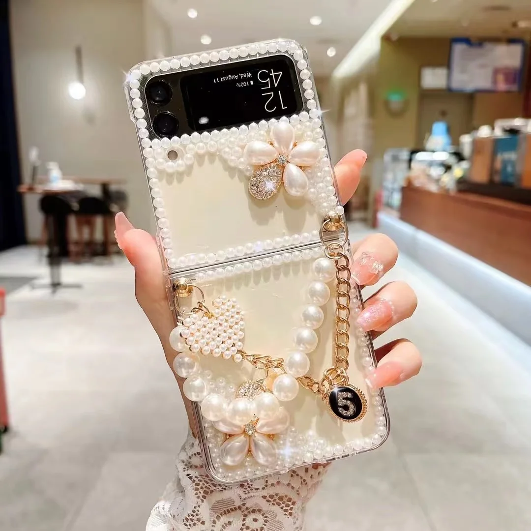 New Luxury 3D Handmade Series Sparkle Diamond Cell Phone Case For Samsung Z Flip 4 3 Case