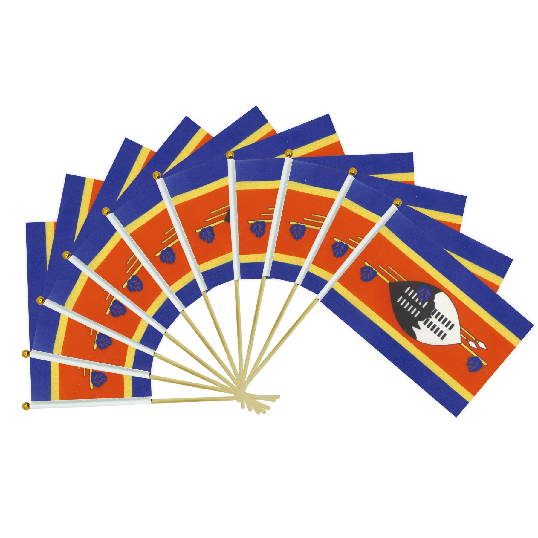 2024 Factory Hot Sale Swaziland  Wooden Pole Hand-Waved Flag  for General Holiday